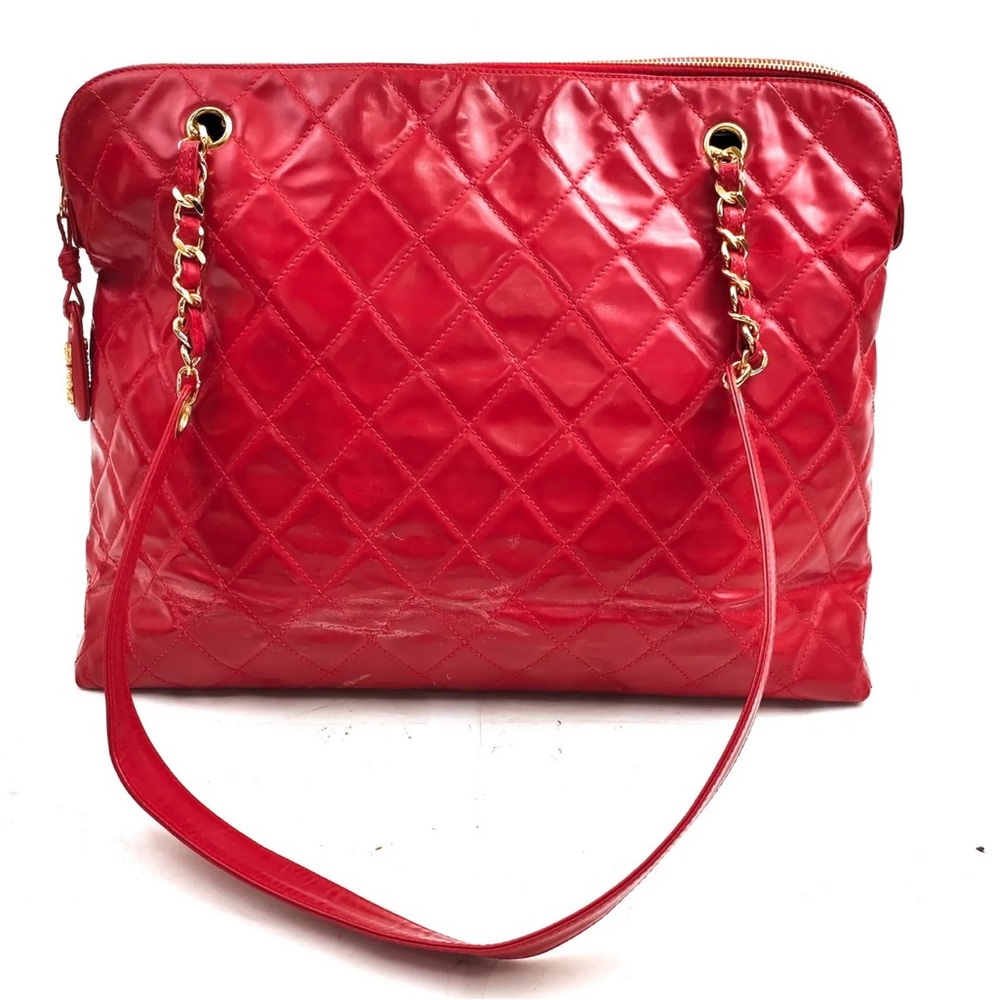 Authentic Chanel Enamel Red With Chain